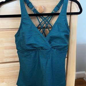 Prana Kayana Tankini New With Tags Atlantic Wabi Stripe Size 34D Small